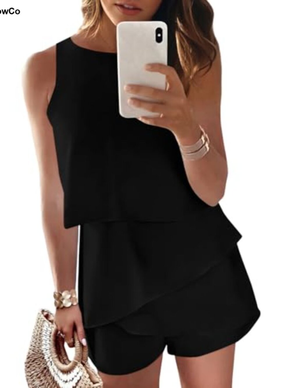 100% Polyester Ruffle Chiffon Halter Neck Sleeveless Romper Jumpsuit Dressy